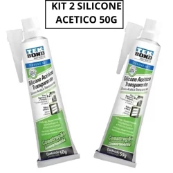 Kit 2 Cola Selante Silicone Acético 50G Tubete Transparente Vedação Pia Box Banheiro Portas Janelas Tekbond