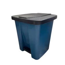 Lixeira Quadrada com Pedal de Plástico 15 L Azul