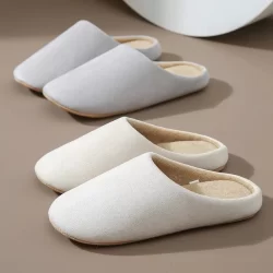 Chinelos de tecido de cor sólida antiderrapantes, superconfortáveis ​​e quentes para outono e inverno/várias cores