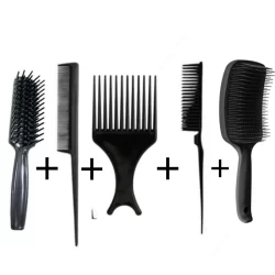 kit pente mariana - pente fino - garfo - três fileiras - escova raquete - CORES SORTIDAS