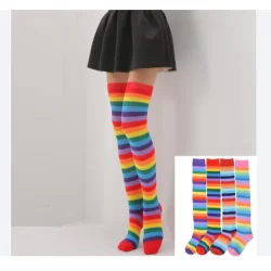 1- 2 - 3 Pares Meia 3 / 4 Longa Adulto / Infantil 04 / 20 Anos Colorida Arco Iris