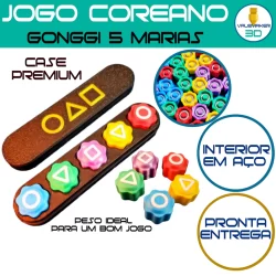 Jogo Coreano Gonggi Interior em Aço com Peso com Case Round Série Jogo 5 Marias Squid Dorama