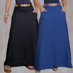 Kit 2 Saias Longuete Bolso Cargo Elegante Moda Cristã