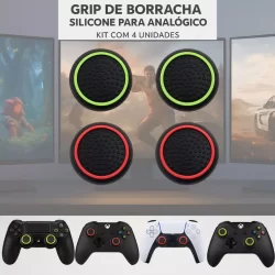 Grip Tampa Borracha Silicone 4 Unidades Analógico Xbox One Series S X 360 Ps3 Ps4 Ps5 Borachinha Cores Verde e Vermelho