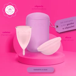Kit Coletor Menstrual + Disco Menstrual + Cápsula Esterilizadora Inciclo Reutilizável Silicone