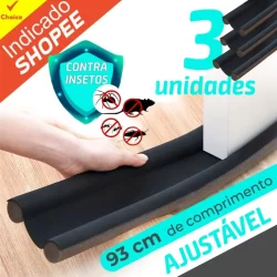Kit 3 Peças Veda Porta Impermeável Anti Poeira e Contra Insetos Ajustável 93 cm