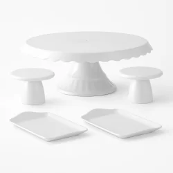 Kit Festa 5 Peças Boleira Bandejas e Mini Cake Decoração Várias Cores