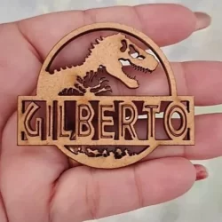 Kit Tag Jurassic 6cm Personalizado MDF Dinossauro