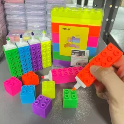 Giante 6 cores LEGO Marca Texto fluorescente de blocos de Construção Torre patchwork empilhavam