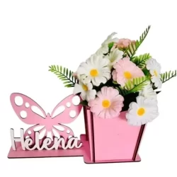 Kit Centro de Mesa Cachepot Borboleta Decoração Jardim Encantado Organizador Lembrancinha Flor porta lápis Margarida mdf