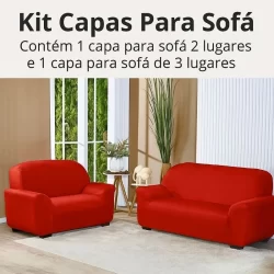 Kit Capa de Sofá 2 e 3 Lugares Coladinha Malha Gel Lisa com fixadores em borracha