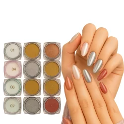 Paleta De Pó Cromado E Pigmento Metalizados Efeito Espelhado