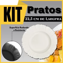 Kit 50 Pratos Pétala Plastico Redondo Fundo Reforçado