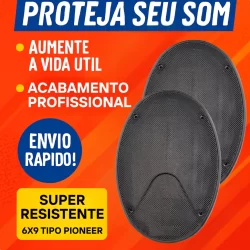 Tela Alto Falante 6x9 Polegadas Tipo Pioneer Par Grade de Proteção Automotiva Preta 69 Plastico Oval