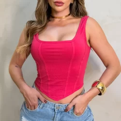 Regata Cropped Feminina Tipo Corset 00184