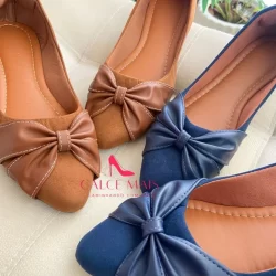 SAPATILHA FEMININA ELEGANTE CAMURÇA SAPATILHA CONFORT BICO FINO PROMOÇÃO LAÇO