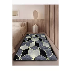 Tapete Sala Quarto Geomético 1x1,4 Mt Antiderrapante Ins Flannel Grande Estampado