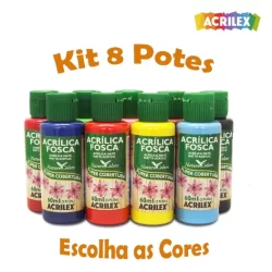 Tinta Acrílica Fosca 60ml Acrilex - Kit 8 Potes - Escolha as Cores No Chat