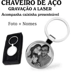 Chaveiro REDONDO de Inox Personalizado, Gravação a Laser Foto/Nome/Frase