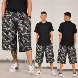 Bermuda Cargo Masculina Camuflada Exercito Táctica Street skate e casual Folgada