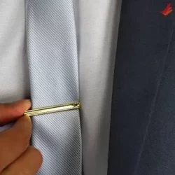 2 Prendedores De Gravata Em Metal; Slim E Tradicional Ref471