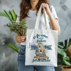 bolsa Ecobag feminina,unissex MÃE IMACULADA ,Acaso não Sabeis, cristã,católica,casual,verão
