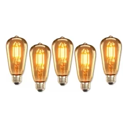 Kit 05 Lâmpadas Filamento LED ST64 Vintage – Âmbar Quente 2 200 K