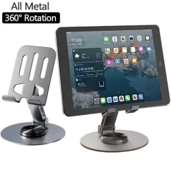 Suporte de mesa Base de alumínio Base Rotatória ajustável 360° adequado para Smartphones e Tablets