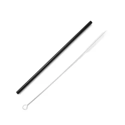 Kit Canudos Retos Inox Reutilizável Com 4 Canudos + Limpador Prata