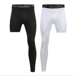 LUC Homens Camada Base Exercício Calças De Compressão Corrida Apertadas Esporte Cortado Uma Perna Leggings Basquetebol Calça De Yoga Fitness