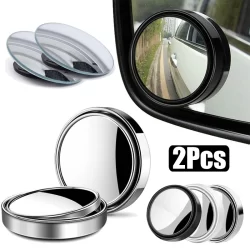 2pçs Moldura Redonda Convexo Ponto Cego De Ângulo Largo Dirigindo Espelho De Segurança 360o Ajustável Retrovisor Transparente Acessórios Para Carro
