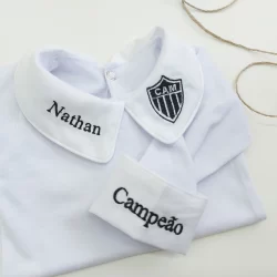 Body Bebê Personalizado Menino 100% Algodão Bordado Time De Futebol
