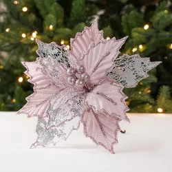 24cm Flor de Natal Dourada Flor de Natal Vermelha Champanhe Simulação de Cor Flor de Natal Folha de Natal em Forma de Folha de Ácer Feita à Mão Flor de Natal Decoração de Natal