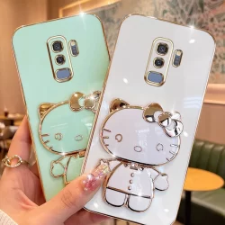 Capa Celular Samsung Galaxy S8 Plus S8 + S9 S10 + Olá kitty Com Suporte De  Maquiagem Macaron Proteção De Câmera Luxo