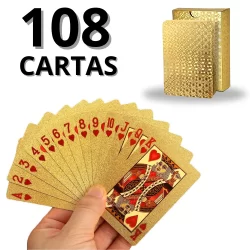 Baralho Dourado A Prova Dágua Plástico 108 Cartas Ouro Poker Dollar Truco Impermeável Canastra Prata