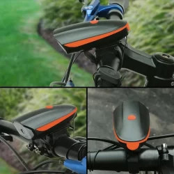 Farol de Bicicleta com LED e Buzina Recarregável via USB Acessório para Bicicleta