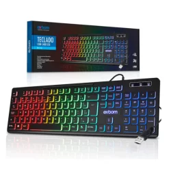 Teclado Gamer Multimídia com Led RGB 107 Teclas ABNT II EXBOM - BK-155C