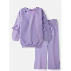 Conjunto Infantil Feminino Moletom Happiness Lilás 0418 - Laluna