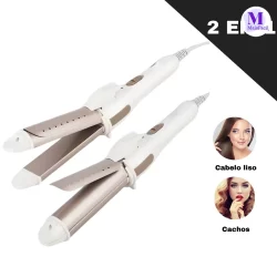 Aparelho Combinado para Ondulação e Alisamento 2 em 1, Mini Tamanho, Profissional com Voltagem Dupla