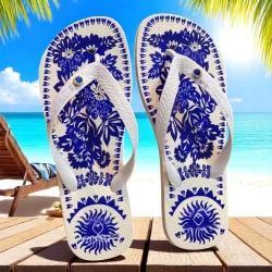 Chinelo Feminino Azul Confortável: Estampa Exclusiva para o Verão