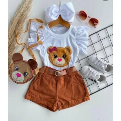 Conjunto infantil menina blogueirinha 4 peças