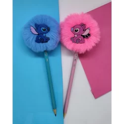 02 Lápis de escrever pompom Stich e Angel Dia dos Professores dia das crianças professora lembrancinha presente material