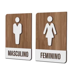 Kit 2 Placas Sinalização Indicativa Para Banheiro