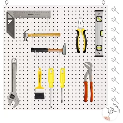 Painel Pegboard Chapa de Eucatex Perfurado 60x60 10 Ganchos