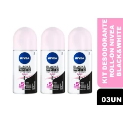 Kit 03un Desodorante Roll On Nivea Invisible Black & White Clear 50ml