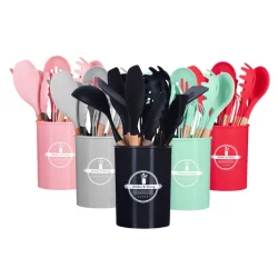 Jogo 12 Peças Utensílios de Cozinha Silicone Colher Espátula