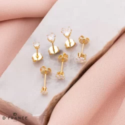 Trio De Brincos Corações Com Zircônia Cristal Folheado a Ouro 18k