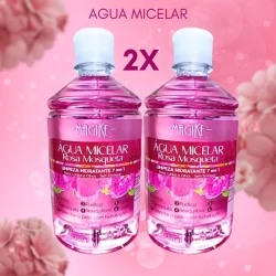 kit 2 Agua Micelar Magike Rosa Mosqueta Hidratação 500ml