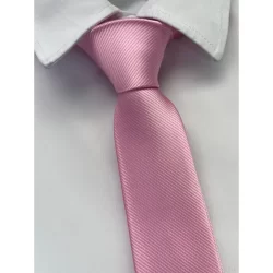 Gravata Slim Rosa Bebê Riscadinha