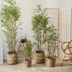 Haste Bambu Da Sorte Artificial Grande Arranjo Verde 1M Enfeite